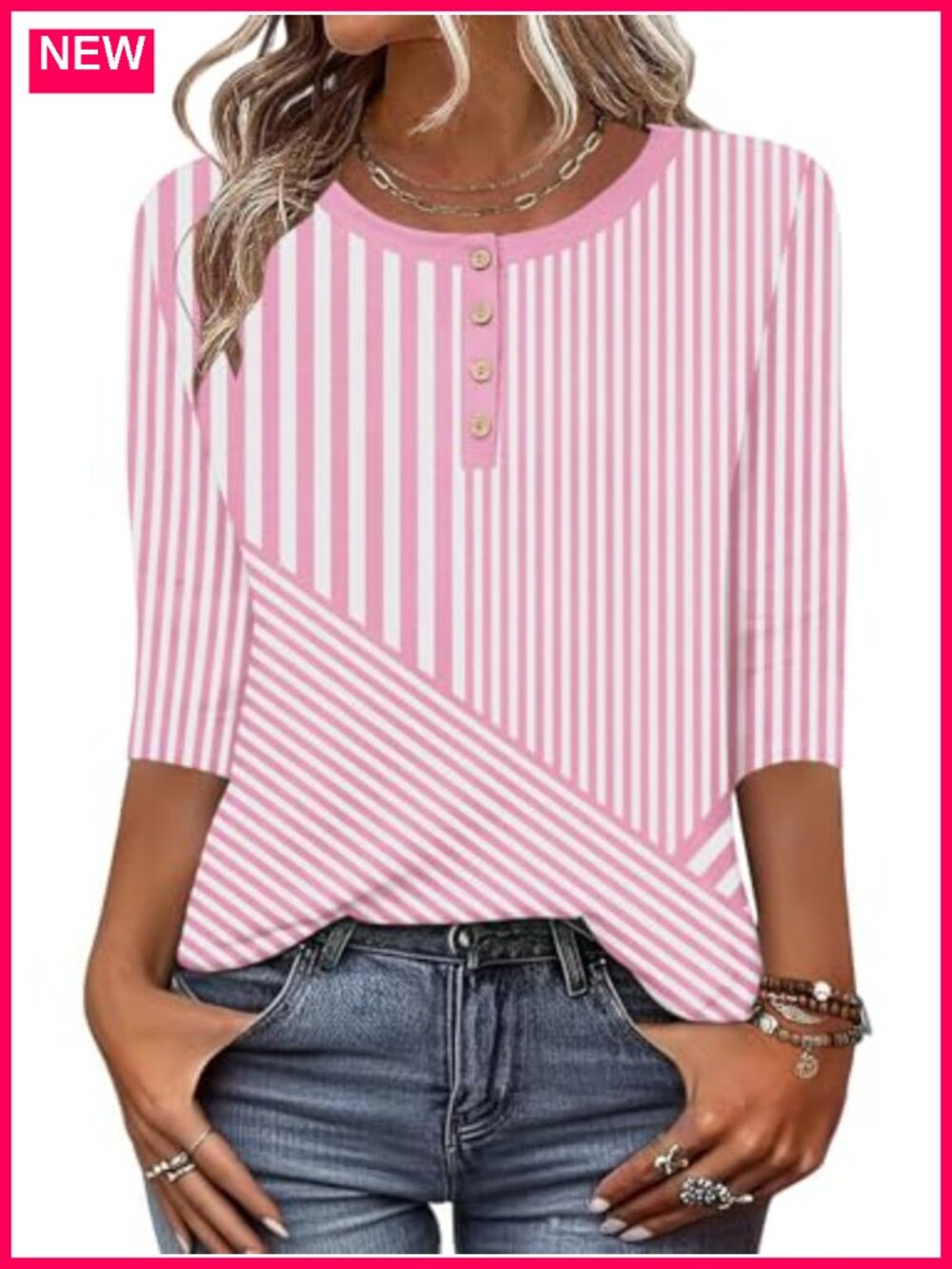 Zeagoo 3/4 Sleeve Tunic Top Woman Casual Blouse Work Clothes